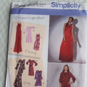 Simplicity sewing uncut pattern 2308 dress day or evening sleeveless variations